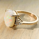 9kt Rose Gold 2.8ct White Opal and Diamond ring - Masterpiece Jewellery Opal & Gems Sydney Australia | Online Shop