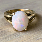 9kt Yellow Gold split shank 2.95ct White Opal solitaire ring - Masterpiece Jewellery Opal & Gems Sydney Australia | Online Shop