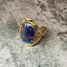 Gold Plated Sterling Silver 18x13mm Opal Triplet cross over ring - Masterpiece Jewellery Opal & Gems Sydney Australia | Online Shop