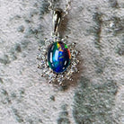 Sterling Silver 7x5mm cluster Opal triplet pendant - Masterpiece Jewellery Opal & Gems Sydney Australia | Online Shop