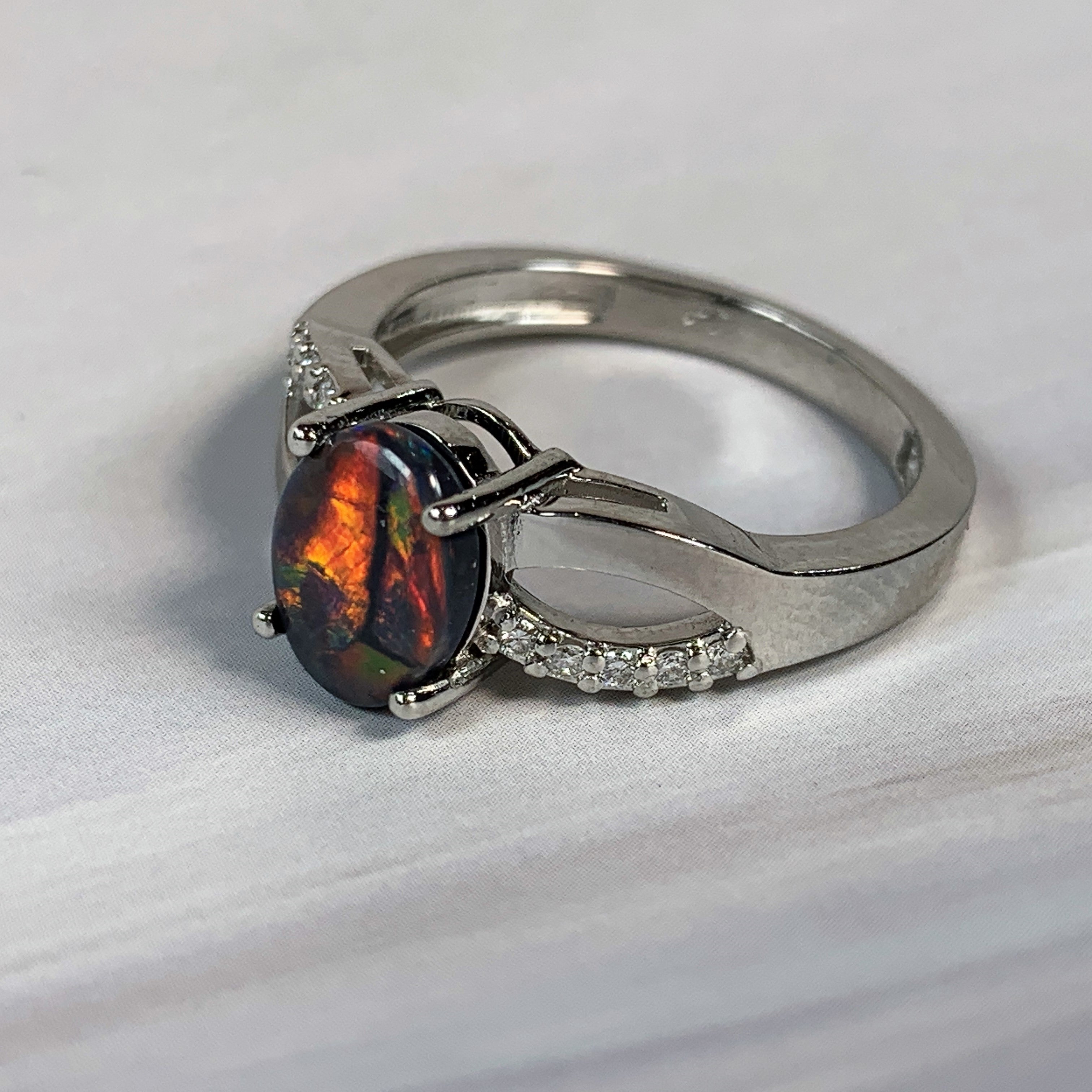 Platinum 1.02ct Black Fire Opal and Diamond ring - Masterpiece Jewellery Opal & Gems Sydney Australia | Online Shop