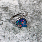 14kt White Gold Triangle shape Opal 10x9mm ring - Masterpiece Jewellery Opal & Gems Sydney Australia | Online Shop