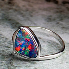 14kt White Gold Triangle shape Opal 10x9mm ring - Masterpiece Jewellery Opal & Gems Sydney Australia | Online Shop