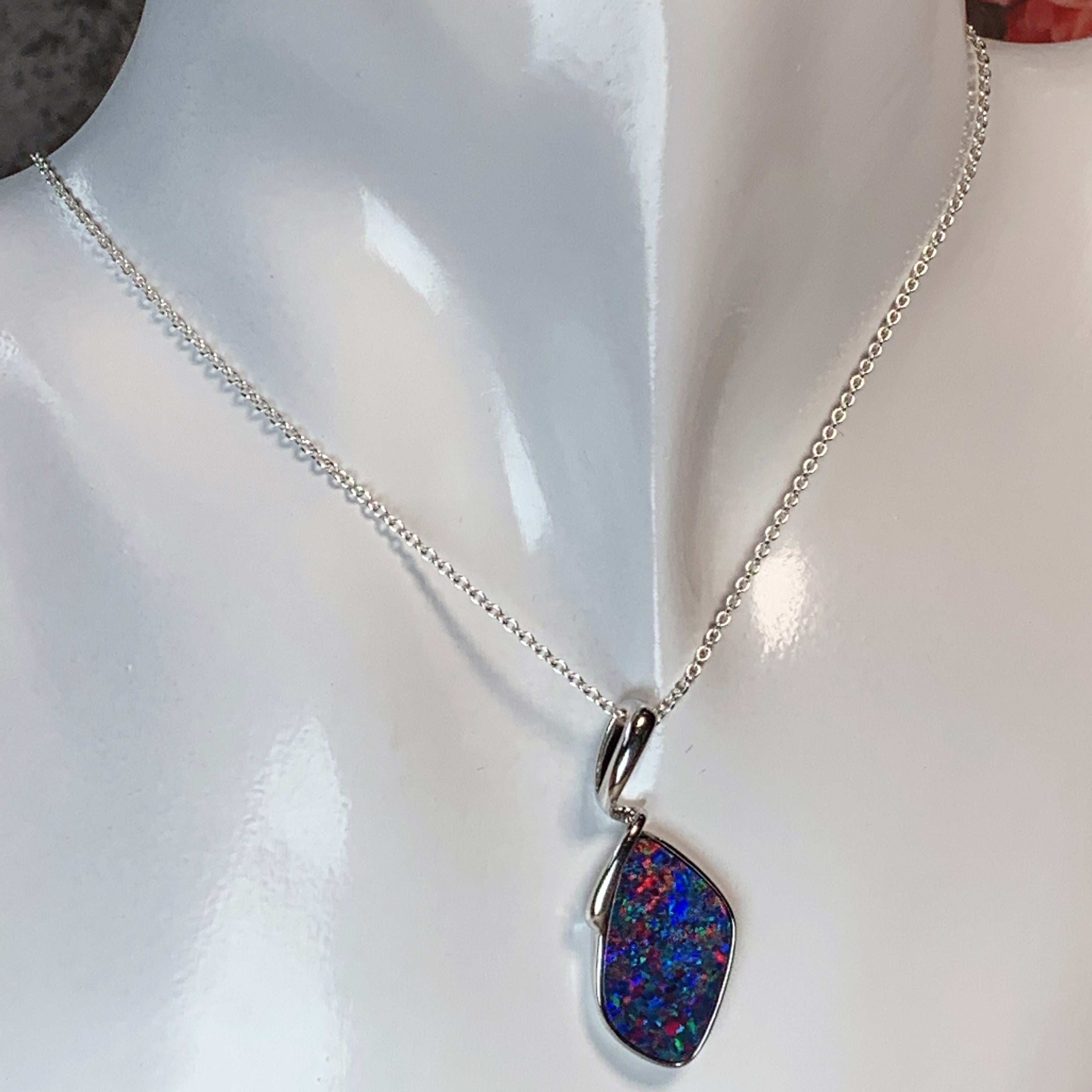 14kt White Gold Red Opal 8.2ct Doublet pendant - Masterpiece Jewellery Opal & Gems Sydney Australia | Online Shop