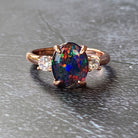 Rose Gold plated Silver 10x8mm Opal triplet trilogy ring - Masterpiece Jewellery Opal & Gems Sydney Australia | Online Shop