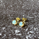 Gold plated Silver 5mm claw set White Opal studs - Masterpiece Jewellery Opal & Gems Sydney Australia | Online Shop