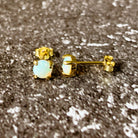 Gold plated Silver 5mm claw set White Opal studs - Masterpiece Jewellery Opal & Gems Sydney Australia | Online Shop