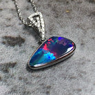 14kt White Gold Opal 3.6ct and Diamond pendant - Masterpiece Jewellery Opal & Gems Sydney Australia | Online Shop