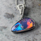 14kt White Gold Opal 3.6ct and Diamond pendant - Masterpiece Jewellery Opal & Gems Sydney Australia | Online Shop