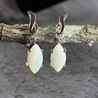 Sterling silver drop Marquise White Opals earrings - Masterpiece Jewellery Opal & Gems Sydney Australia | Online Shop