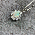 Sterling Silver cluster design 8x6mm White opal pendant - Masterpiece Jewellery Opal & Gems Sydney Australia | Online Shop