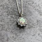 Sterling Silver cluster design 8x6mm White opal pendant - Masterpiece Jewellery Opal & Gems Sydney Australia | Online Shop