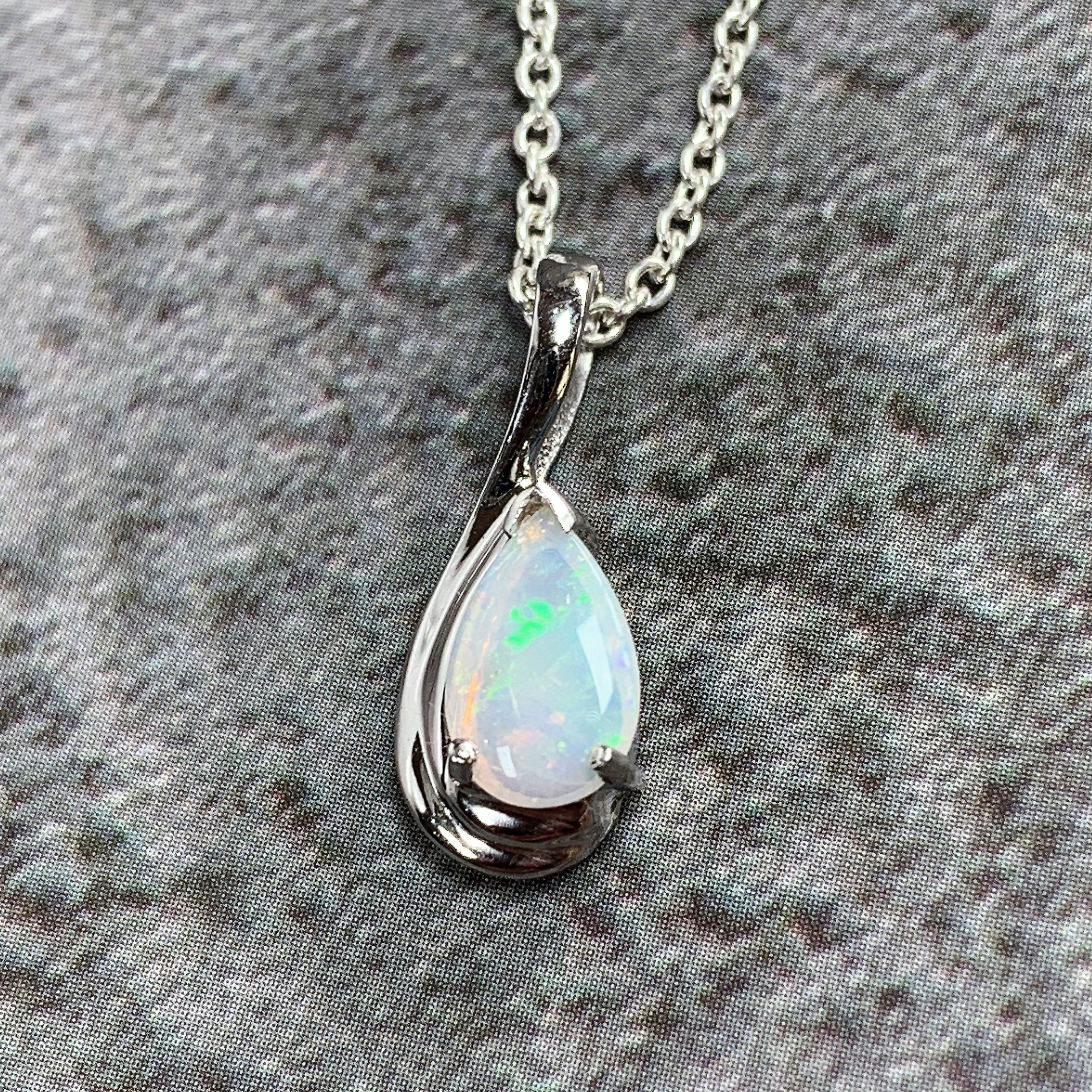 Sterling Silver 8x5mm Pearshape Opal pendant - Masterpiece Jewellery Opal & Gems Sydney Australia | Online Shop