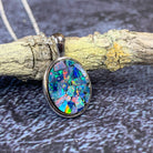 Sterling Silver Mosiac Opal Oval bezel pendant 12x10mm - Masterpiece Jewellery Opal & Gems Sydney Australia | Online Shop