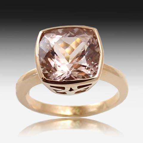 Rose gold cushion cut deals morganite ring