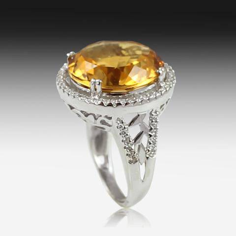 Citrine white on sale gold ring