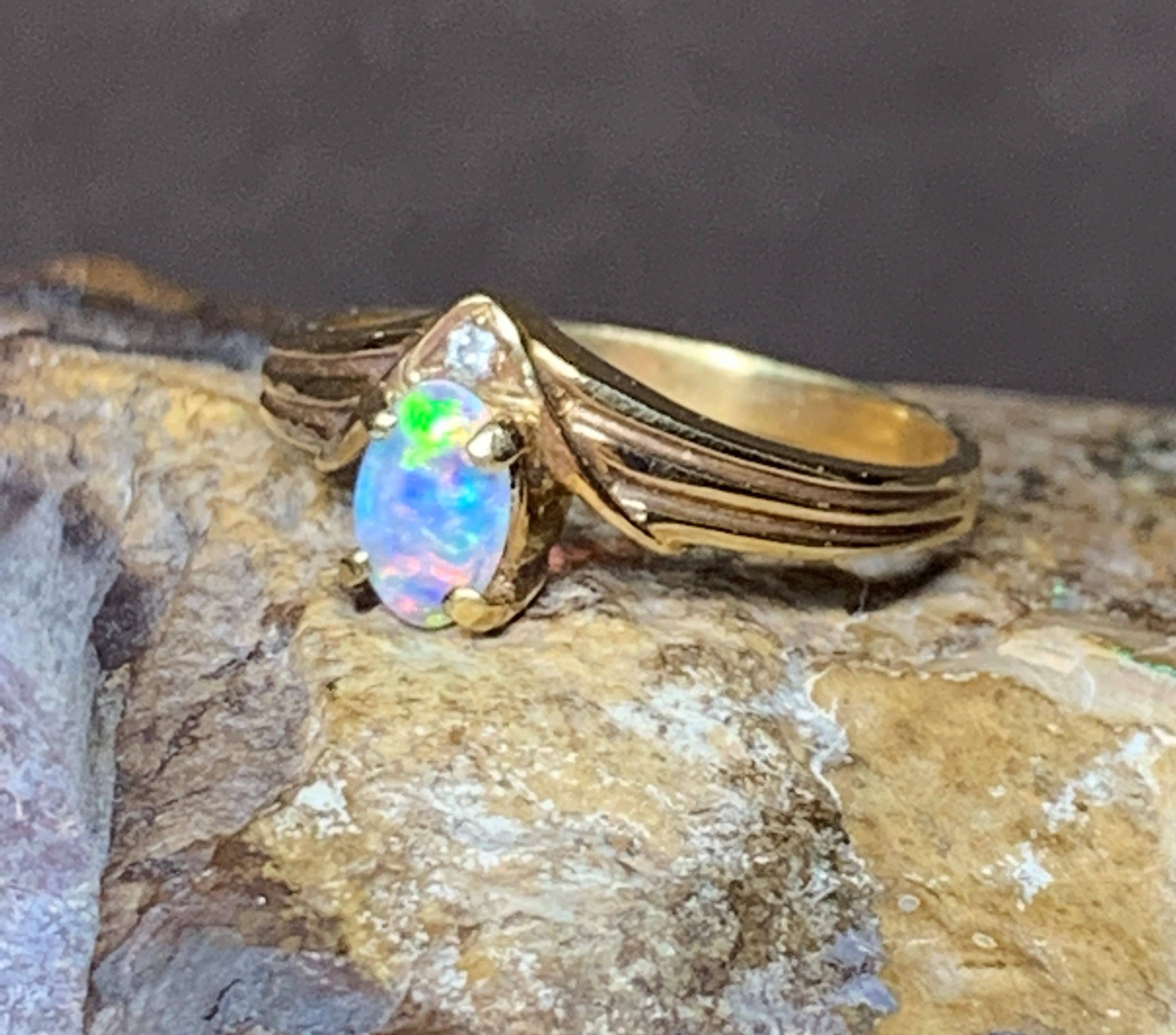 18kt Yellow Gold Light Opal and Diamond ring - Masterpiece Jewellery Opal & Gems Sydney Australia | Online Shop