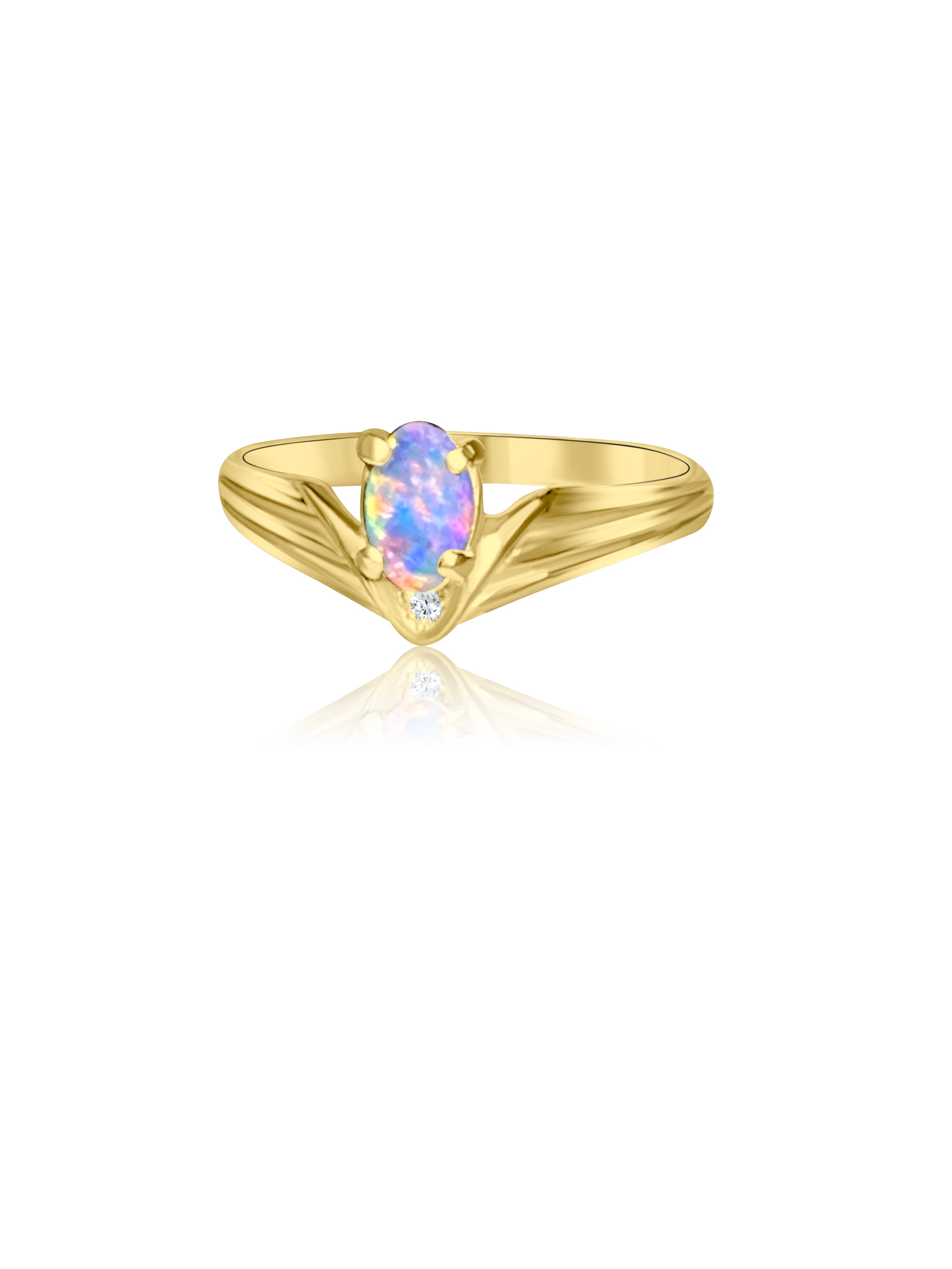 18kt Yellow Gold Light Opal and Diamond ring - Masterpiece Jewellery Opal & Gems Sydney Australia | Online Shop