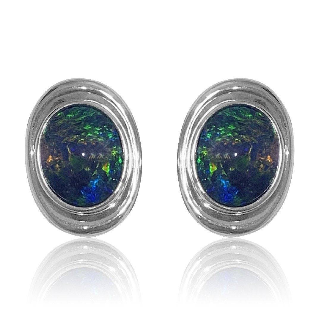 Sterling Silver Opal cufflinks - Masterpiece Jewellery Opal & Gems Sydney Australia | Online Shop