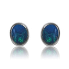 18kt White Gold Black Opal studs - Masterpiece Jewellery Opal & Gems Sydney Australia | Online Shop