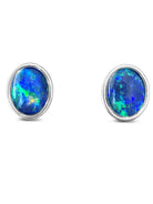 Sterling Silver Opal Triplet studs 10x8mm - Masterpiece Jewellery Opal & Gems Sydney Australia | Online Shop