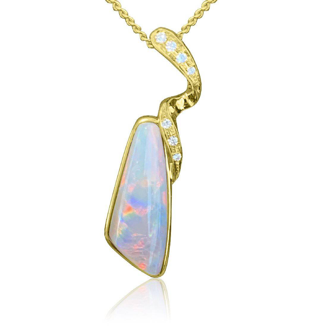 14kt Yellow Gold Opal and Diamond pendant - Masterpiece Jewellery Opal & Gems Sydney Australia | Online Shop