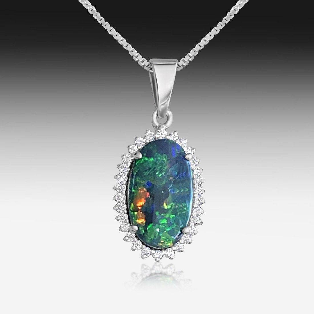 Black opal deals and diamond necklace