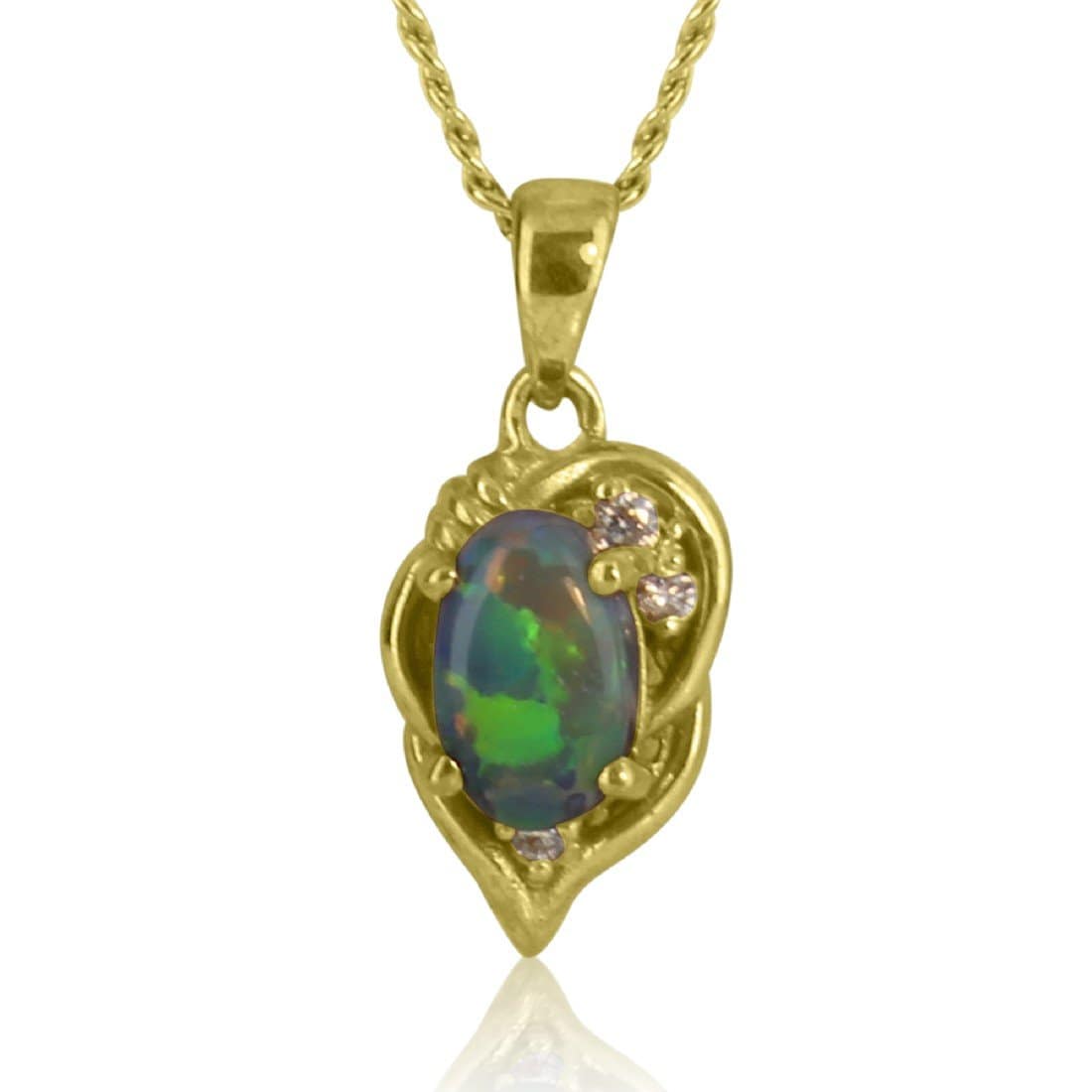 9kt Yellow Gold Black Opal and Diamond pendant - Masterpiece Jewellery Opal & Gems Sydney Australia | Online Shop