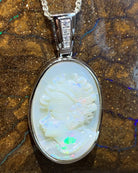 Sterling Silver carving Opal pendant - Masterpiece Jewellery Opal & Gems Sydney Australia | Online Shop