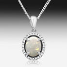 Sterling Silver halo Opal pendant - Masterpiece Jewellery Opal & Gems Sydney Australia | Online Shop