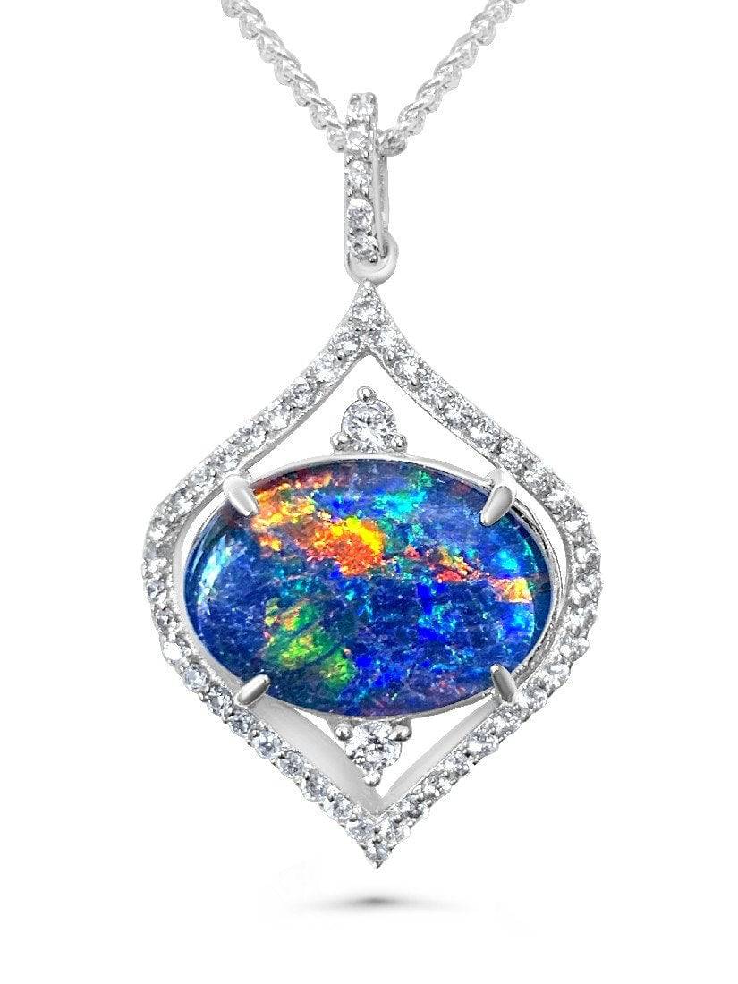 Sterling Sliver Opal Triplet Pendant and Earrings Set - Masterpiece Jewellery Opal & Gems Sydney Australia | Online Shop