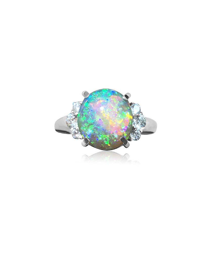 18kt Black Crystal Opal and DIamond ring - Masterpiece Jewellery Opal & Gems Sydney Australia | Online Shop