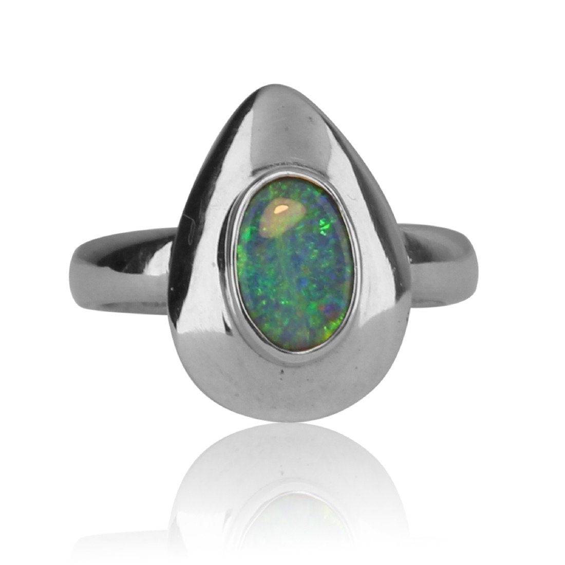 18kt White Gold Black Opal ring - Masterpiece Jewellery Opal & Gems Sydney Australia | Online Shop