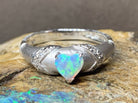 18kt White Gold heart shape Opal and diamond ring - Masterpiece Jewellery Opal & Gems Sydney Australia | Online Shop