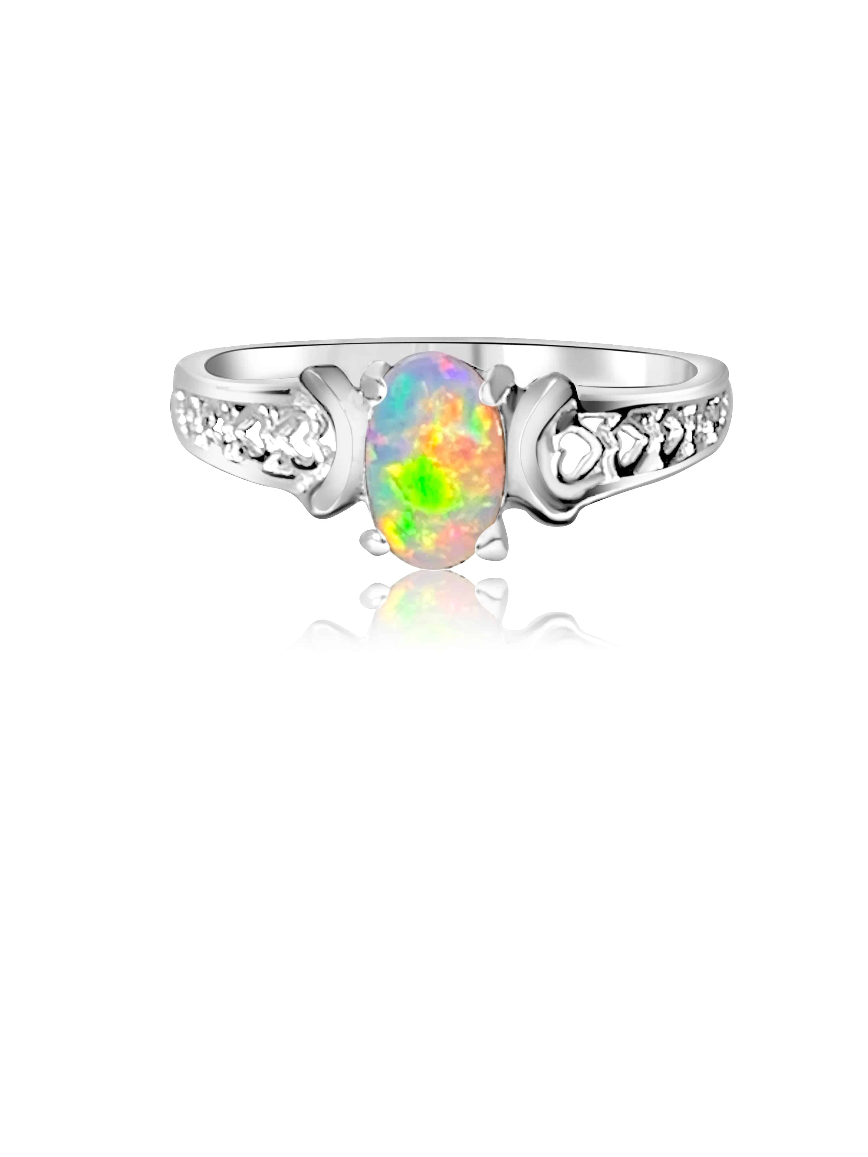 18kt White Gold Solitaire Opal ring - Masterpiece Jewellery Opal & Gems Sydney Australia | Online Shop