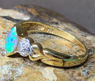 18kt Yellow Gold Black Crystal Opal and Diamond ring - Masterpiece Jewellery Opal & Gems Sydney Australia | Online Shop