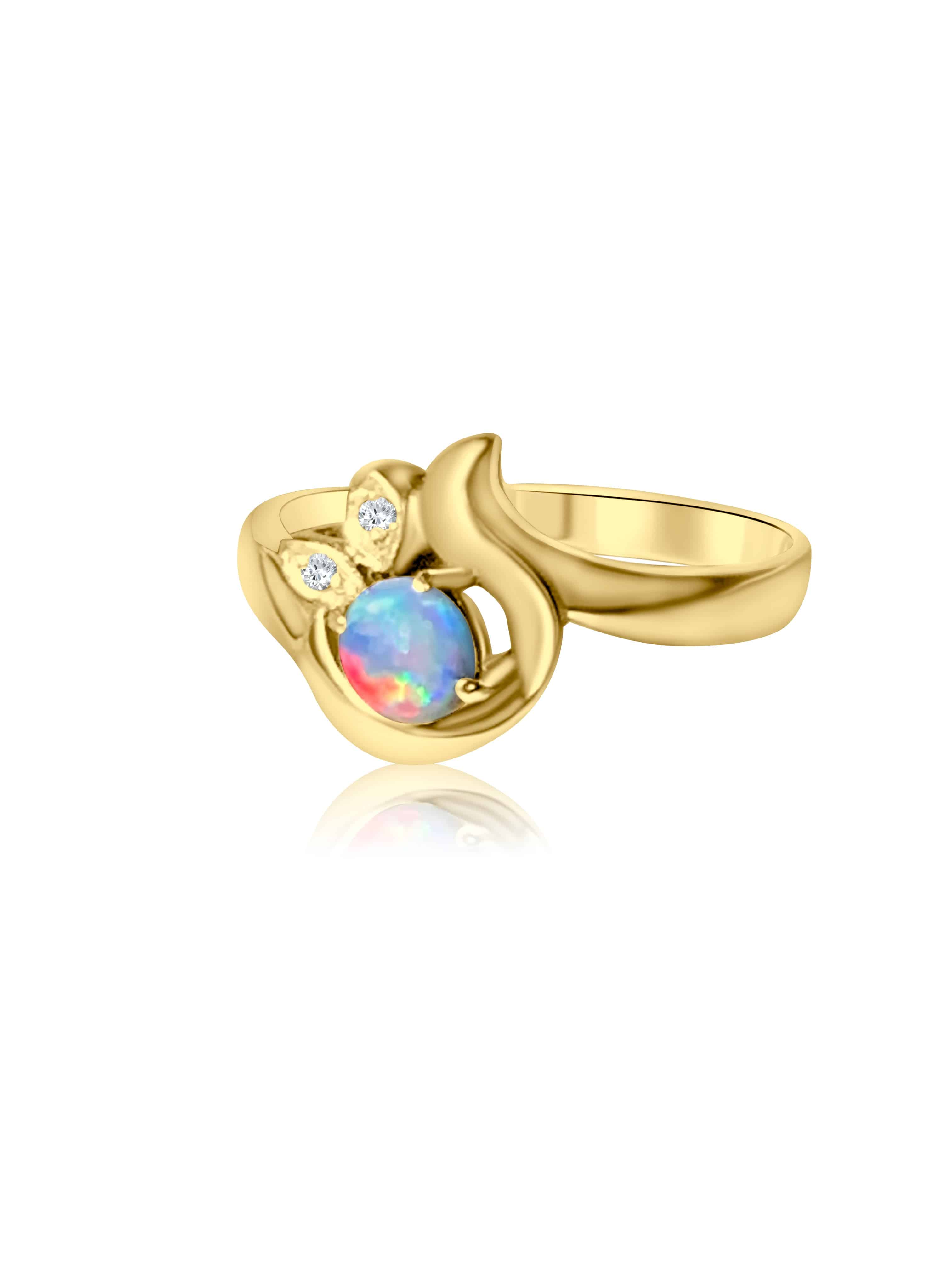 18kt Yellow Gold Black Opal and Diamond ring - Masterpiece Jewellery Opal & Gems Sydney Australia | Online Shop