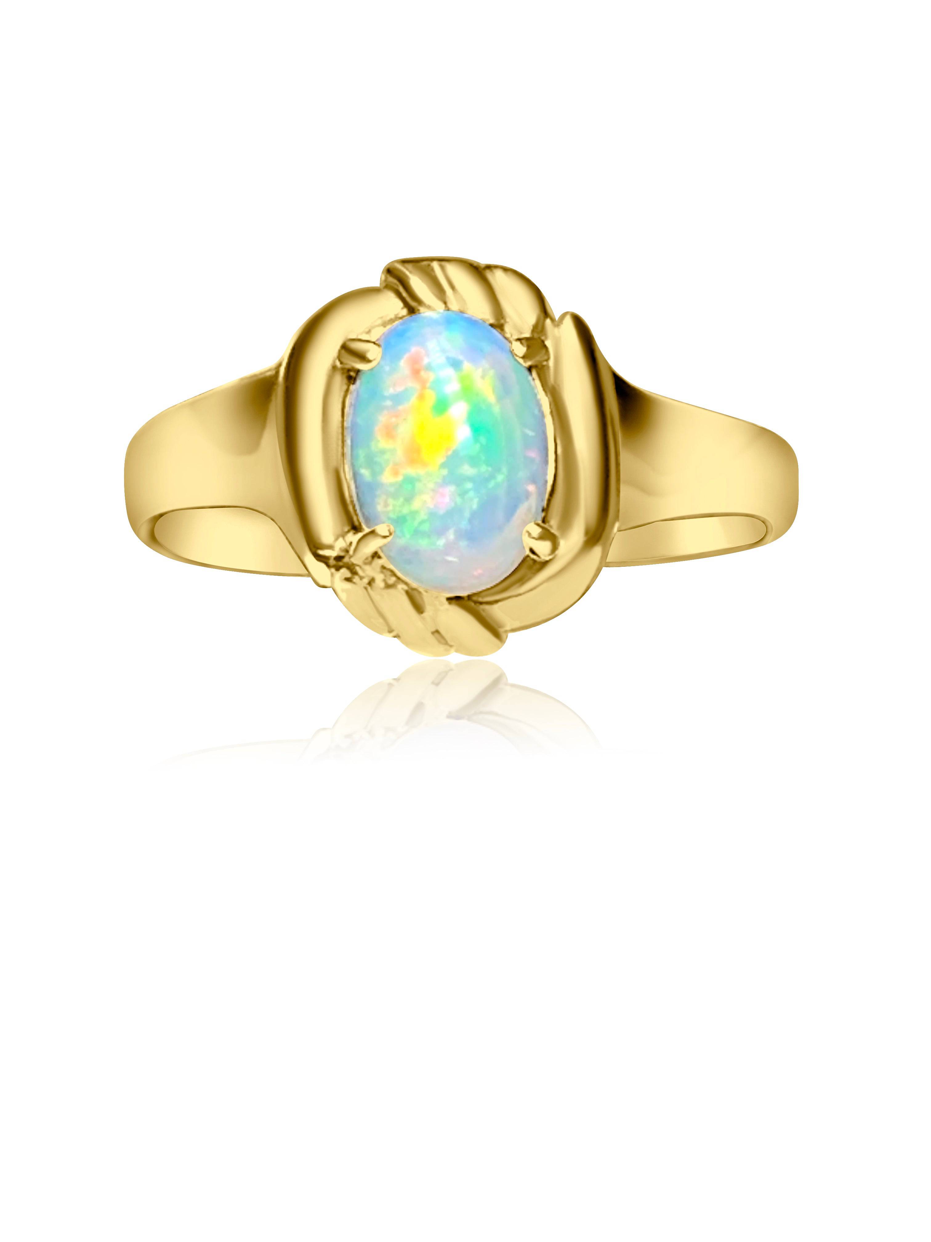 18kt Yellow Gold White Opal ring - Masterpiece Jewellery Opal & Gems Sydney Australia | Online Shop