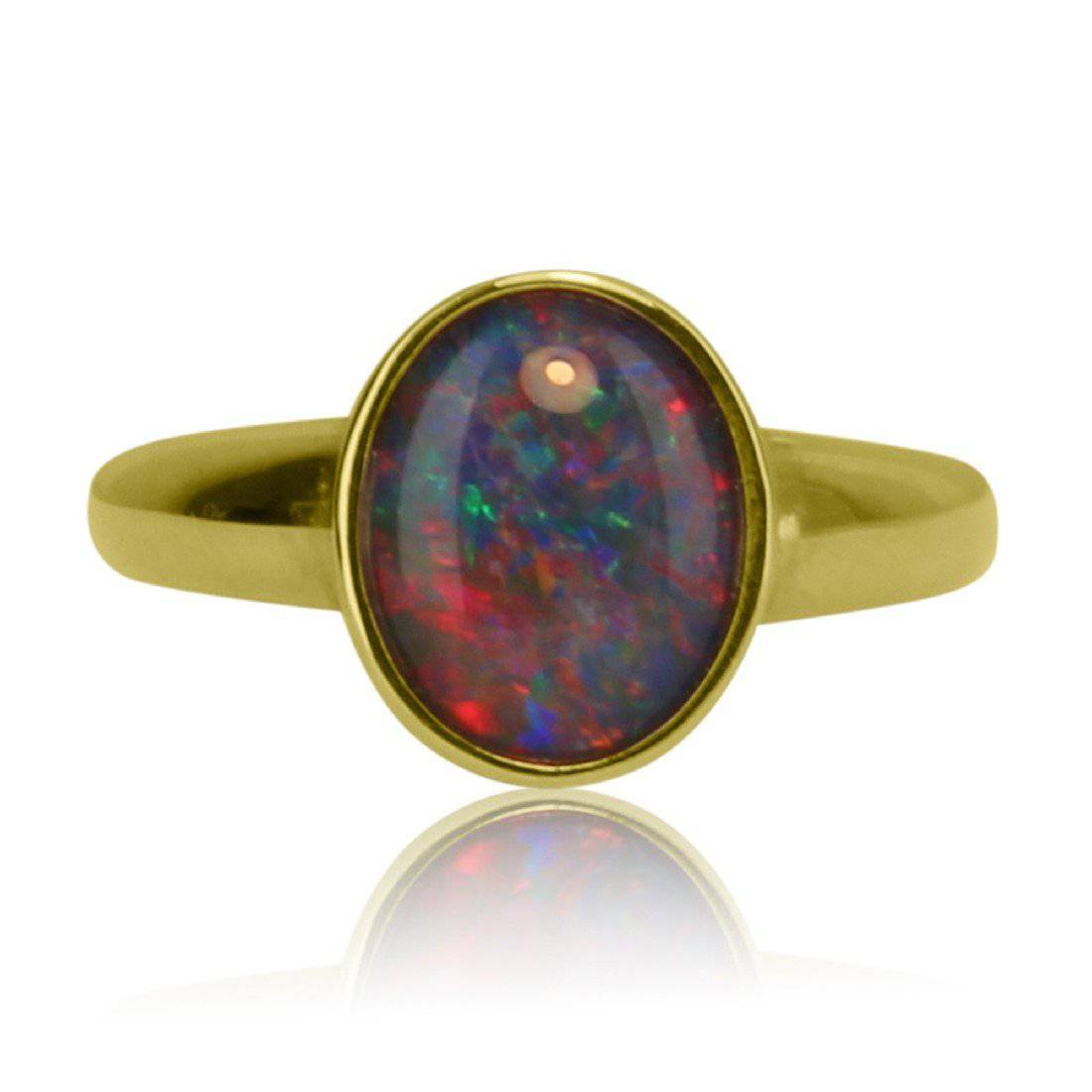 9kt Yellow Gold Opal triplet bezel set - Masterpiece Jewellery Opal & Gems Sydney Australia | Online Shop