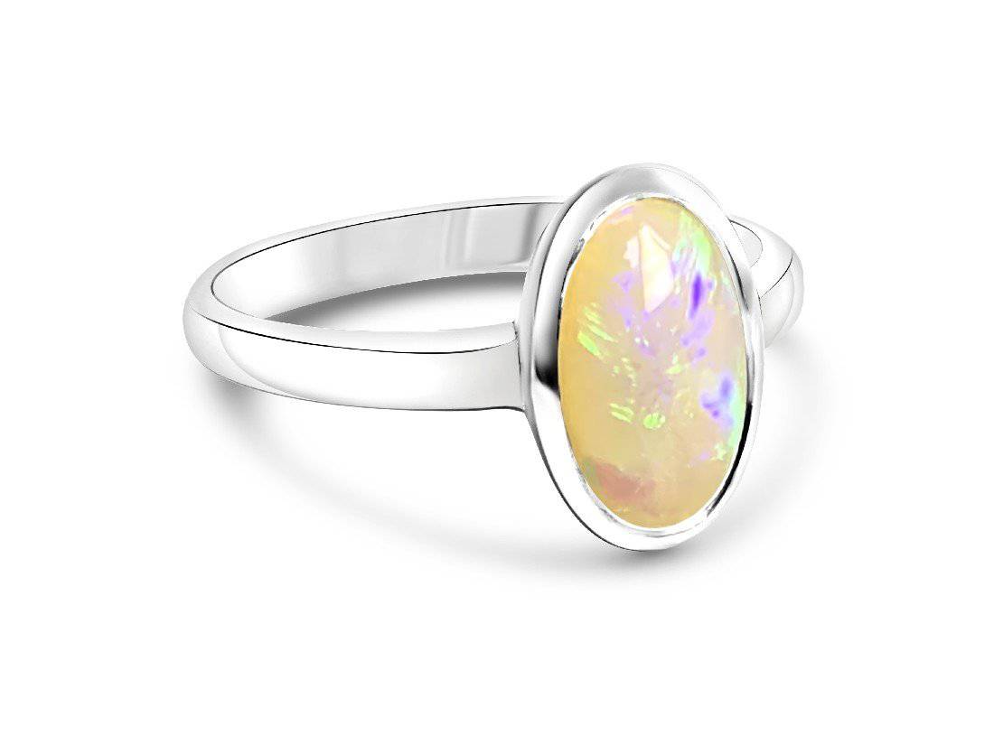 Sterling Silver Light Opal 1.4ct ring - Masterpiece Jewellery Opal & Gems Sydney Australia | Online Shop