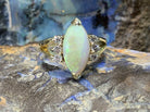 14kt Yellow Gold Marquise Opal and Diamond ring - Masterpiece Jewellery Opal & Gems Sydney Australia | Online Shop