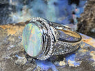 18kt White Gold Black Opal diamond ring - Masterpiece Jewellery Opal & Gems Sydney Australia | Online Shop