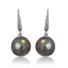 18kt White Gold Black Pearl and Diamond earrings - Masterpiece Jewellery Opal & Gems Sydney Australia | Online Shop