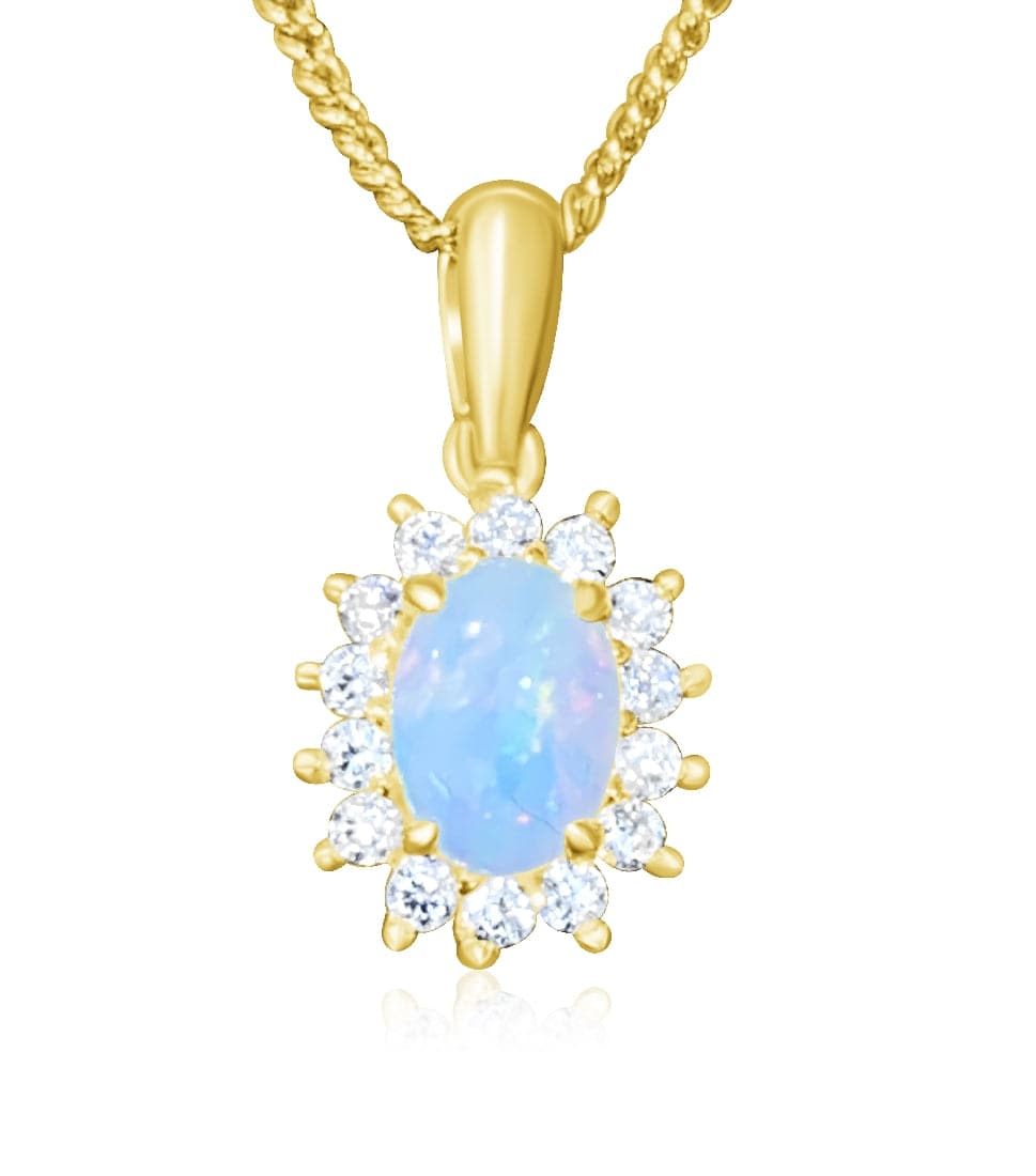 Gold plated Sterling Silver White Opal cluster pendant - Masterpiece Jewellery Opal & Gems Sydney Australia | Online Shop