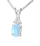 Sterling Silver 8x6mm White Opal pendant - Masterpiece Jewellery Opal & Gems Sydney Australia | Online Shop