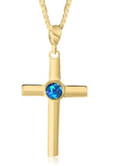 Sterling Silver Gold plated cross with 5mm Opal triplet - Masterpiece Jewellery Opal & Gems Sydney Australia | Online Shop