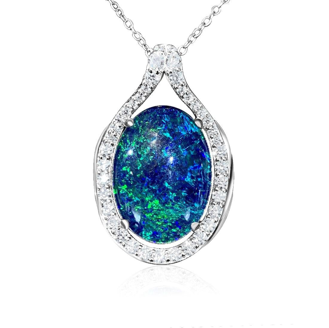 Sterling Silver Opal triplet cluster pendant - Masterpiece Jewellery Opal & Gems Sydney Australia | Online Shop