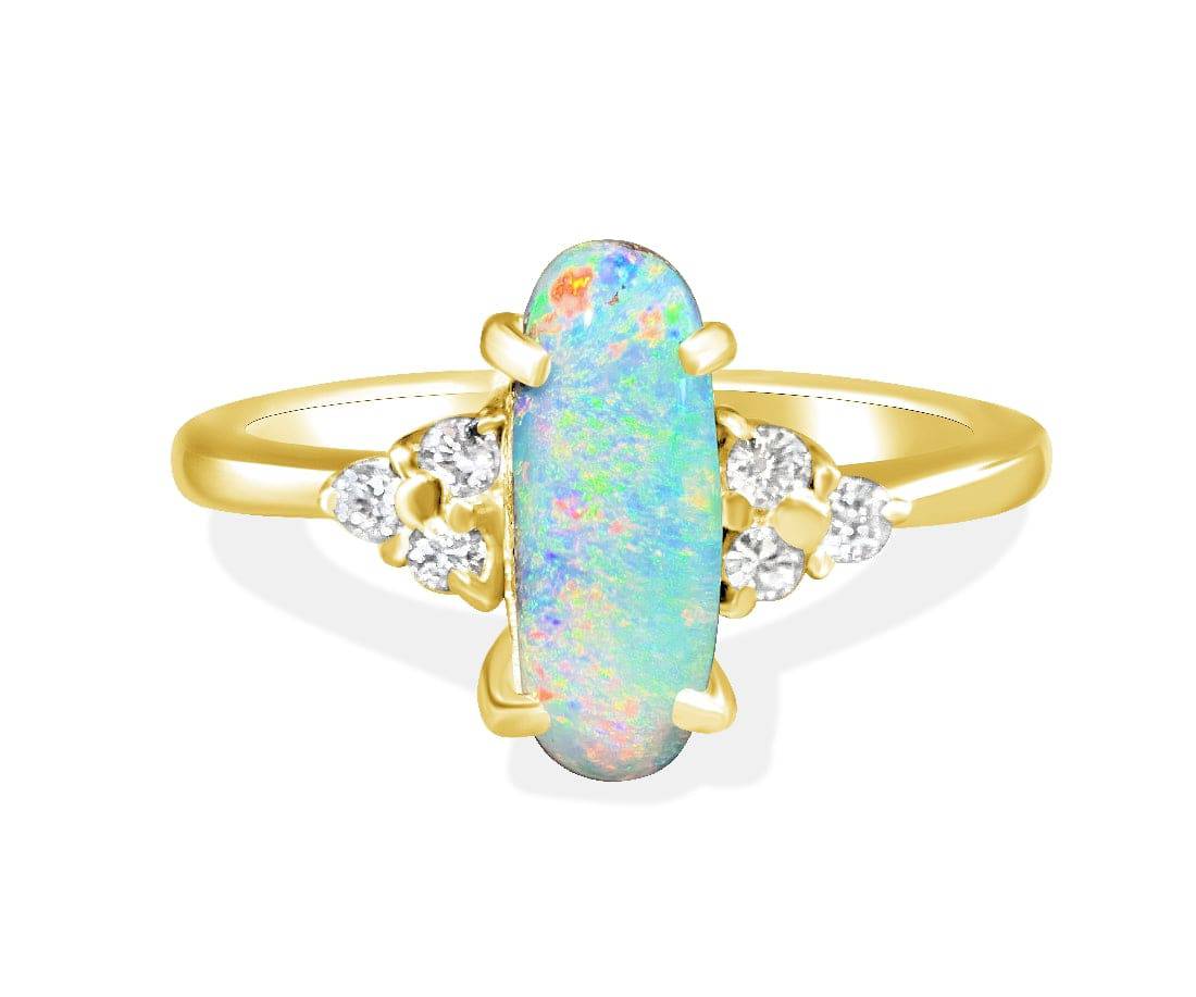 18kt Yellow Gold Boulder Opal and Diamond ring - Masterpiece Jewellery Opal & Gems Sydney Australia | Online Shop