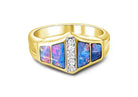 18kt Yellow Gold Inlay Opal and Diamond ring - Masterpiece Jewellery Opal & Gems Sydney Australia | Online Shop